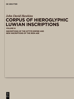 cover image of Corpus of Hieroglyphic Luwian Inscriptions, Volume III